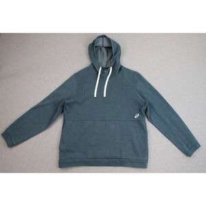 Asics Hoodie Mens Medium Blue Fleece Lined Logo Pockets Long Sleeve Pullover